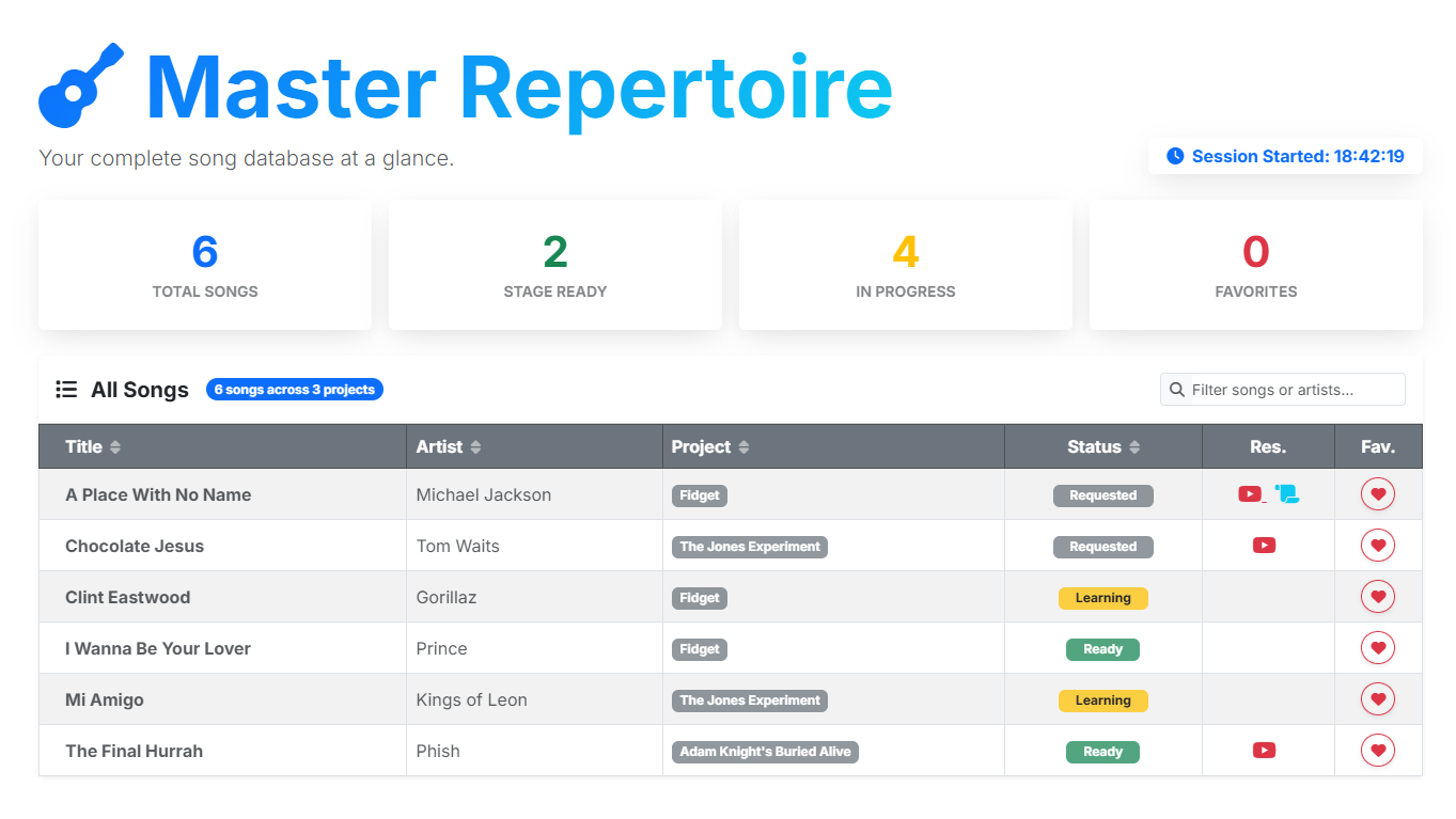 Repertoire App